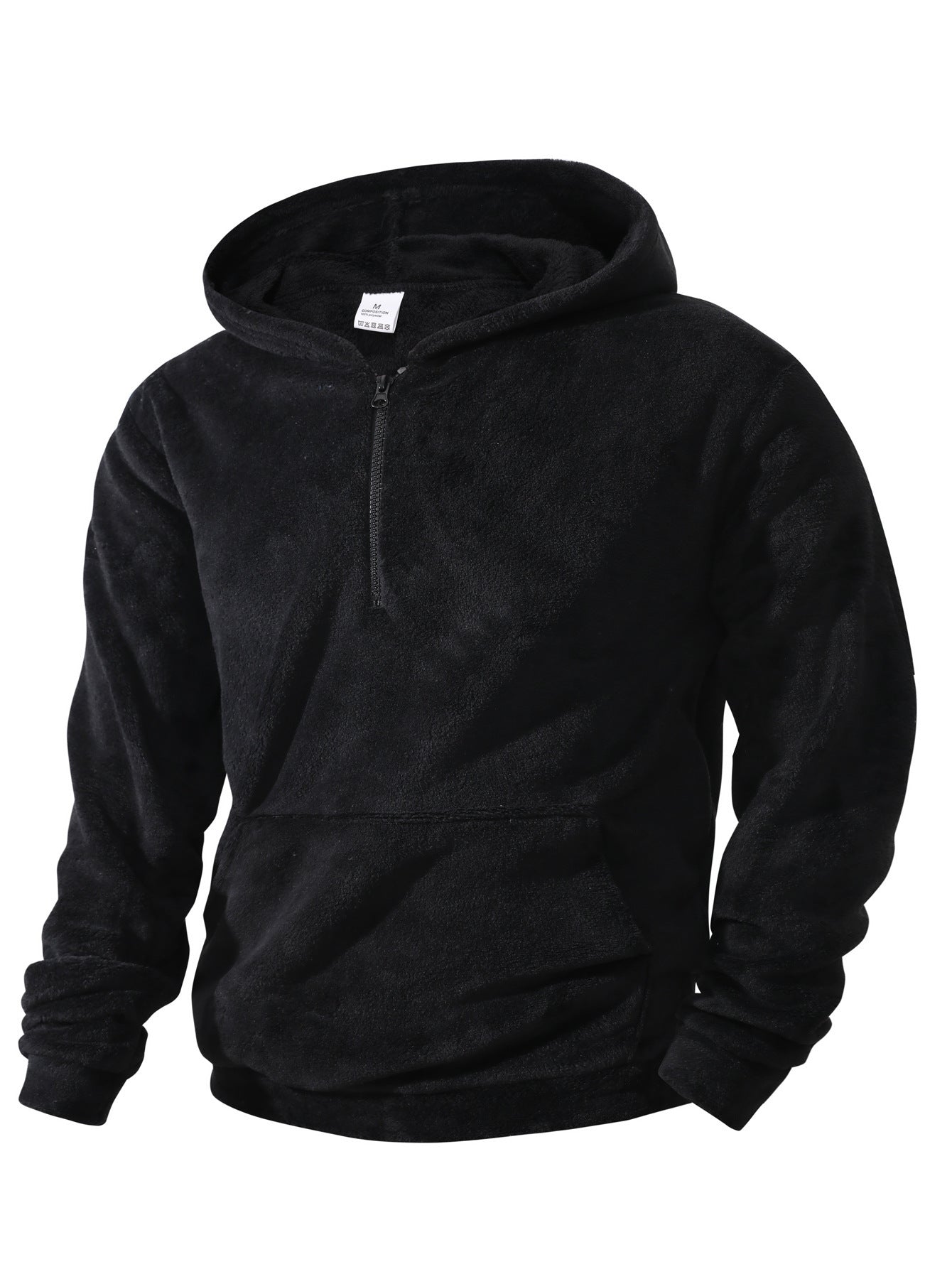 Mens Fleece Hoodie With Innovative Half Zip Street-Wave Cozy Warm Everyday Essential
