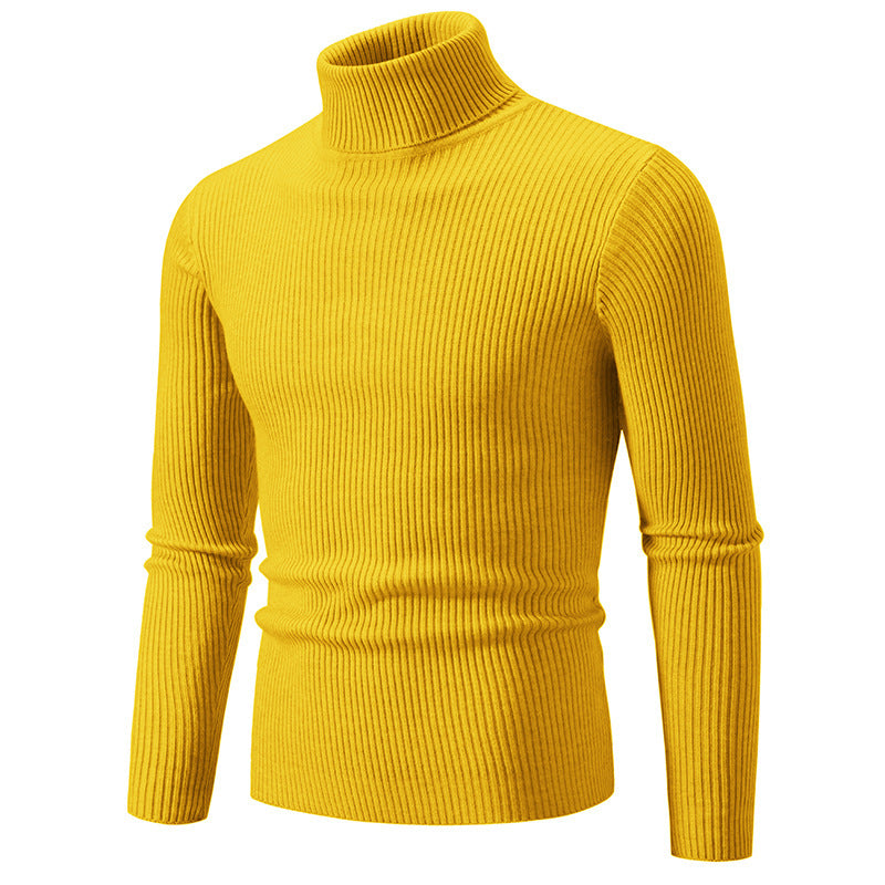 Street-Wave Men's Fine Ribbed Turtleneck Sweater Durable Knit for Warmth on Cool Days
