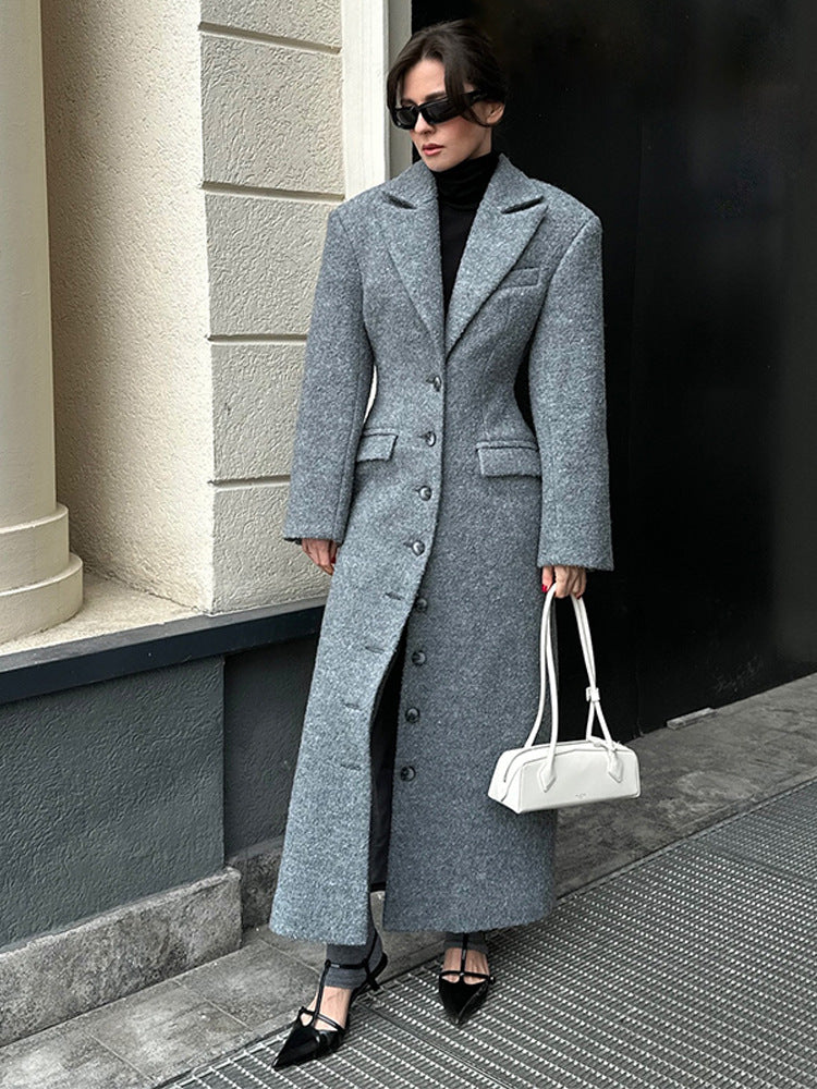 Street-Wave Womens Wool Coat With Structured Design And Practical Pockets For Modern Women