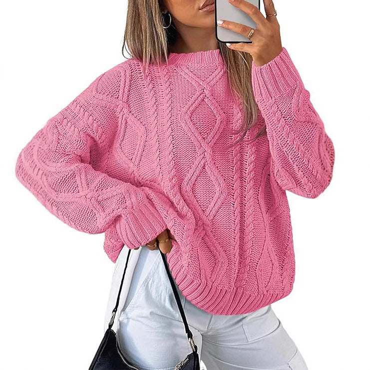 Streetwave Womens Relaxed Cable Knit Sweater Soft Cotton Blend Cozy Warmth For Cold Weather