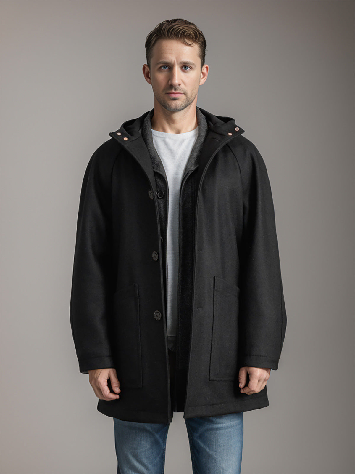 Streetwave Men's Hooded Coat With Warm Lining And Practical Pockets For City Living