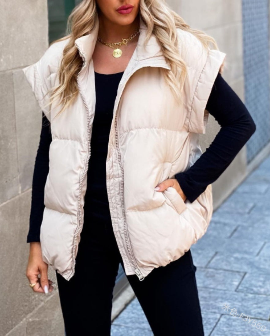 Street-wave Women's Puffer Vest Cozy Warmth Lightweight Quilted Insulation Stylish Versatile Outerwear for Women