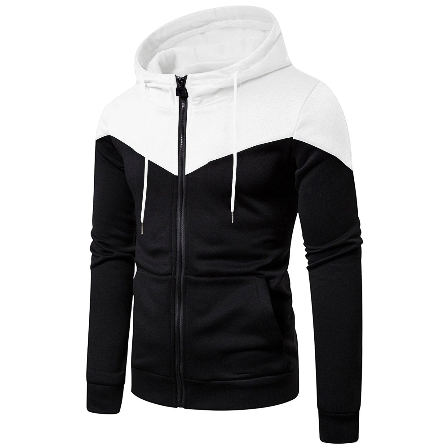Street Wave Mens Athletic Zip Hoodie Color Block Jacket For Active Men Modern Sporty Comfort