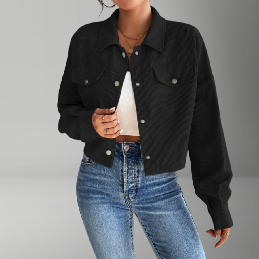 Street-wave Corduroy Short Jacket For Women Soft Fabric Chic Versatile Streetwear