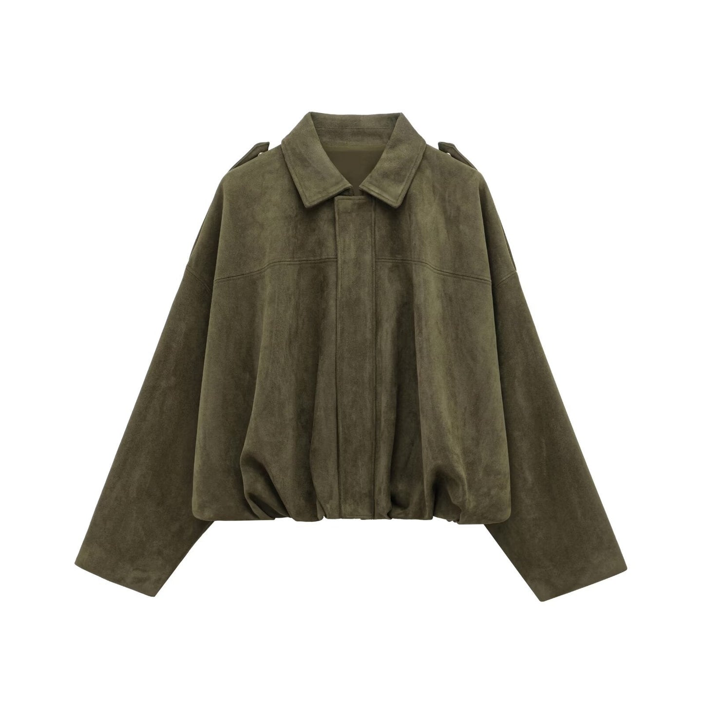 Street Wave Women Oversized Soft Textile Jacket With Modern Relaxed Fit And Cropped Hem