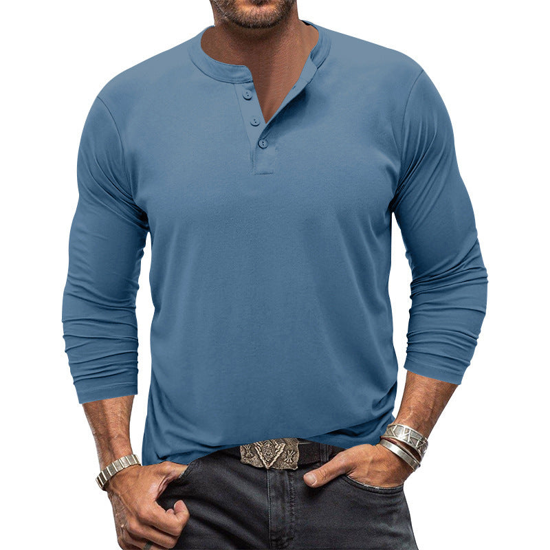 Street Wave Mens Long Sleeve Henley Shirt With Placket Timeless Comfort And Versatility