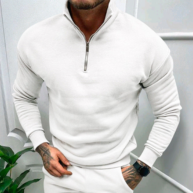 Mens Zip Neck Sweatshirt Street Wave Soft Breathable Comfort Stand Collar For Men