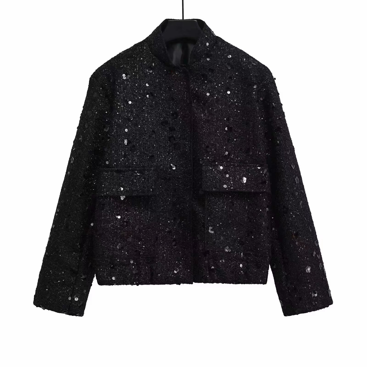 Street-Wave Women's Sequin Bomber Jacket With Glam Sparkle For Party Nights And Evening Events