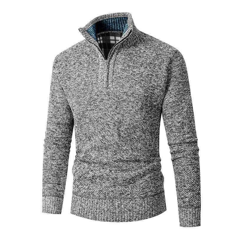 Street Wave Men's High Collar Zip Sweater Practical Stand Collar Versatile Warmth for Modern Men