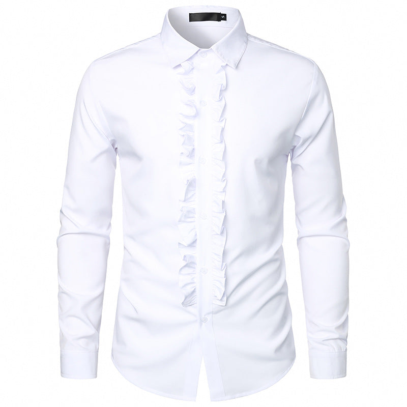 Streetwave Mens Ruffle Shirt Breathable Frill Front Versatile For Everyday Elegance And Occasions