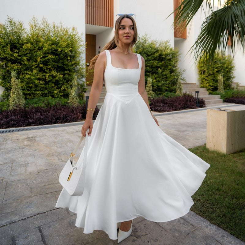 Elegant Maxi Dress Street-wave for Women A-Line Silhouette Square Neckline Ideal for Sophisticated Evenings