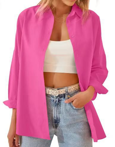 Street-Wave Women Casual Button-Down Shirt Relaxed Fit Versatile Wardrobe Staple For Any Occasion
