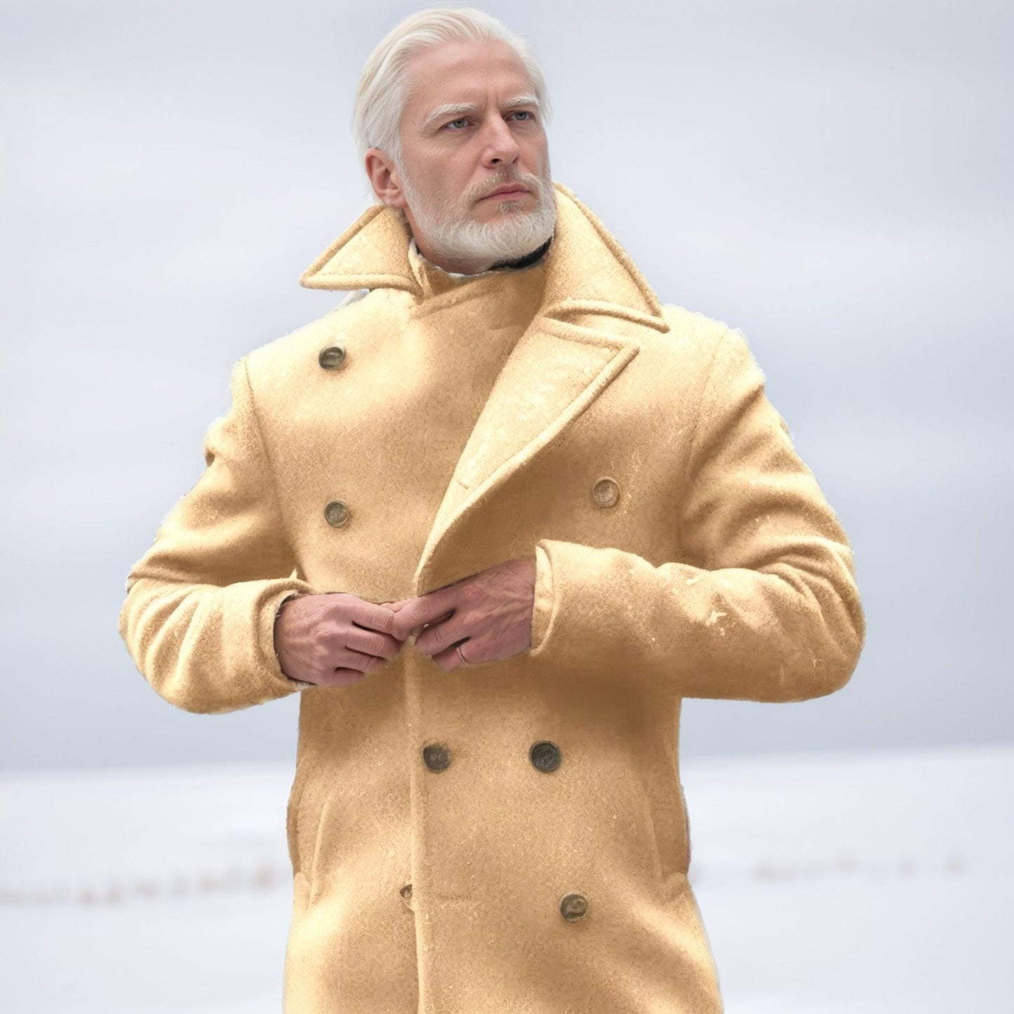 Street-wave Men's Double-Breasted Wool Coat With Structured Texture For Warm Winter Style