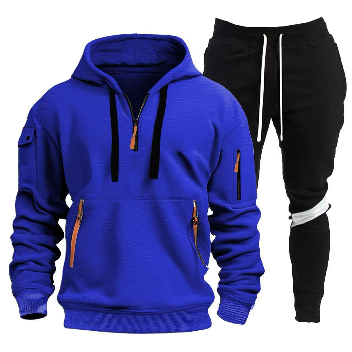 Street Wave Mens Sport Hoodie And Jogger Set Breathable Cotton Blend For Active Men