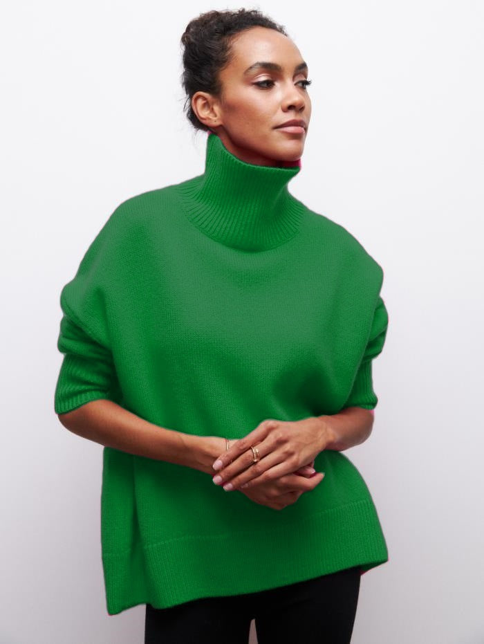 Street-wave Women's Cozy Turtleneck Sweater With Breathable Cotton And Relaxed Fit