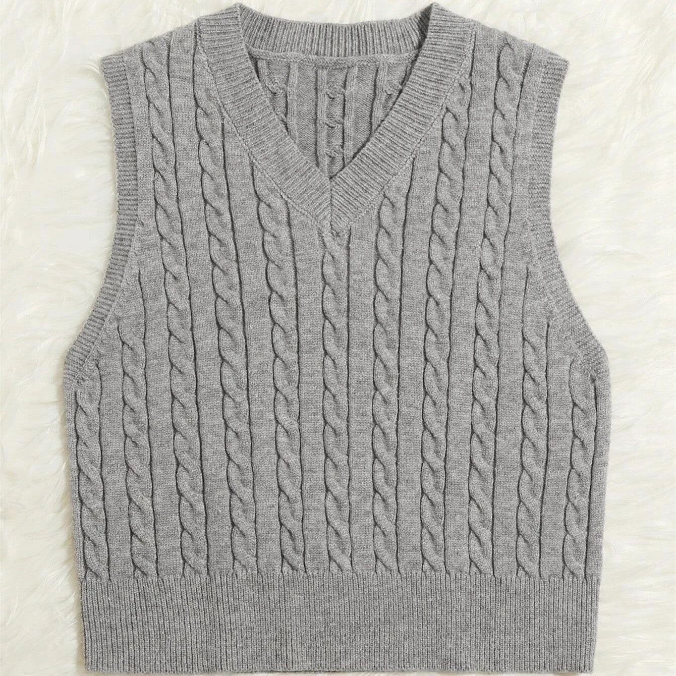 Street-Wave Womens Cable Knit Vest With V-Neck For Women Soft Cotton Blend Versatile Layering