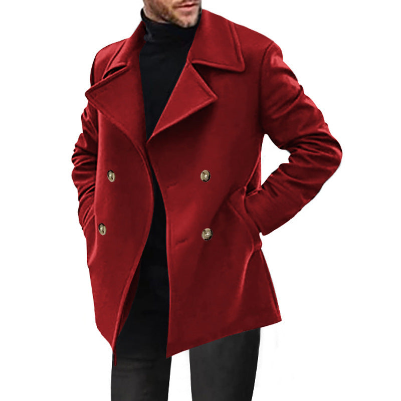 Mens Classic Peacoat With Modern Lapel And Elegant Button Details For Men Warmth By Streetwave