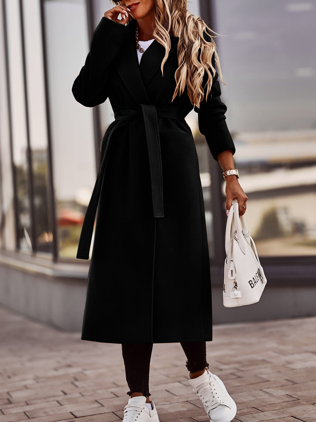Street-Wave Long Wool Blend Coat With Belt For Women Elegant Trench Style Timeless Wardrobe Essential