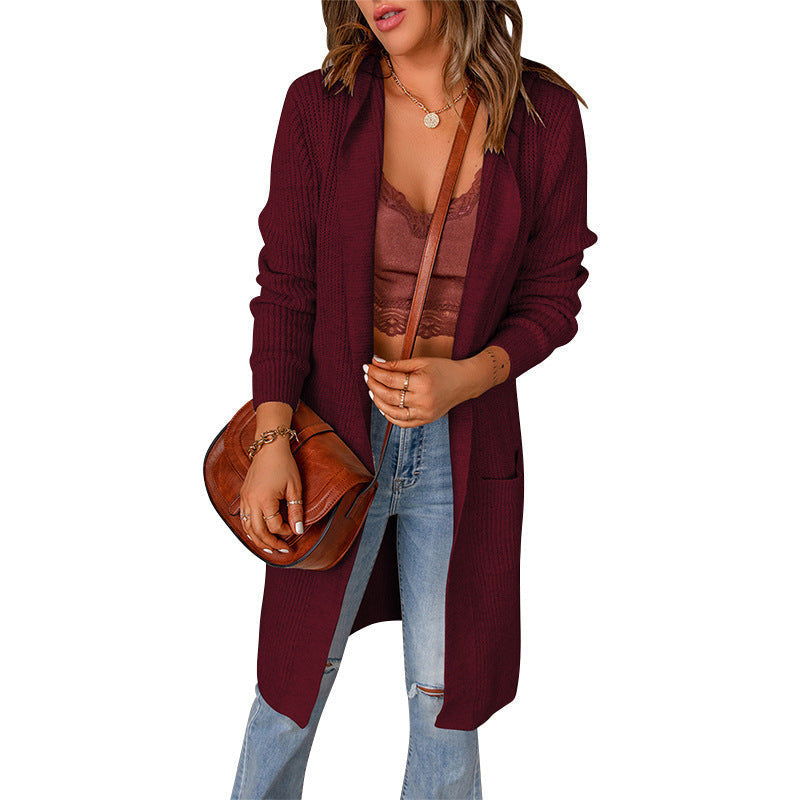 Street Wave Womens Long Cardigan With Open Edges And Pockets For Everyday Comfort