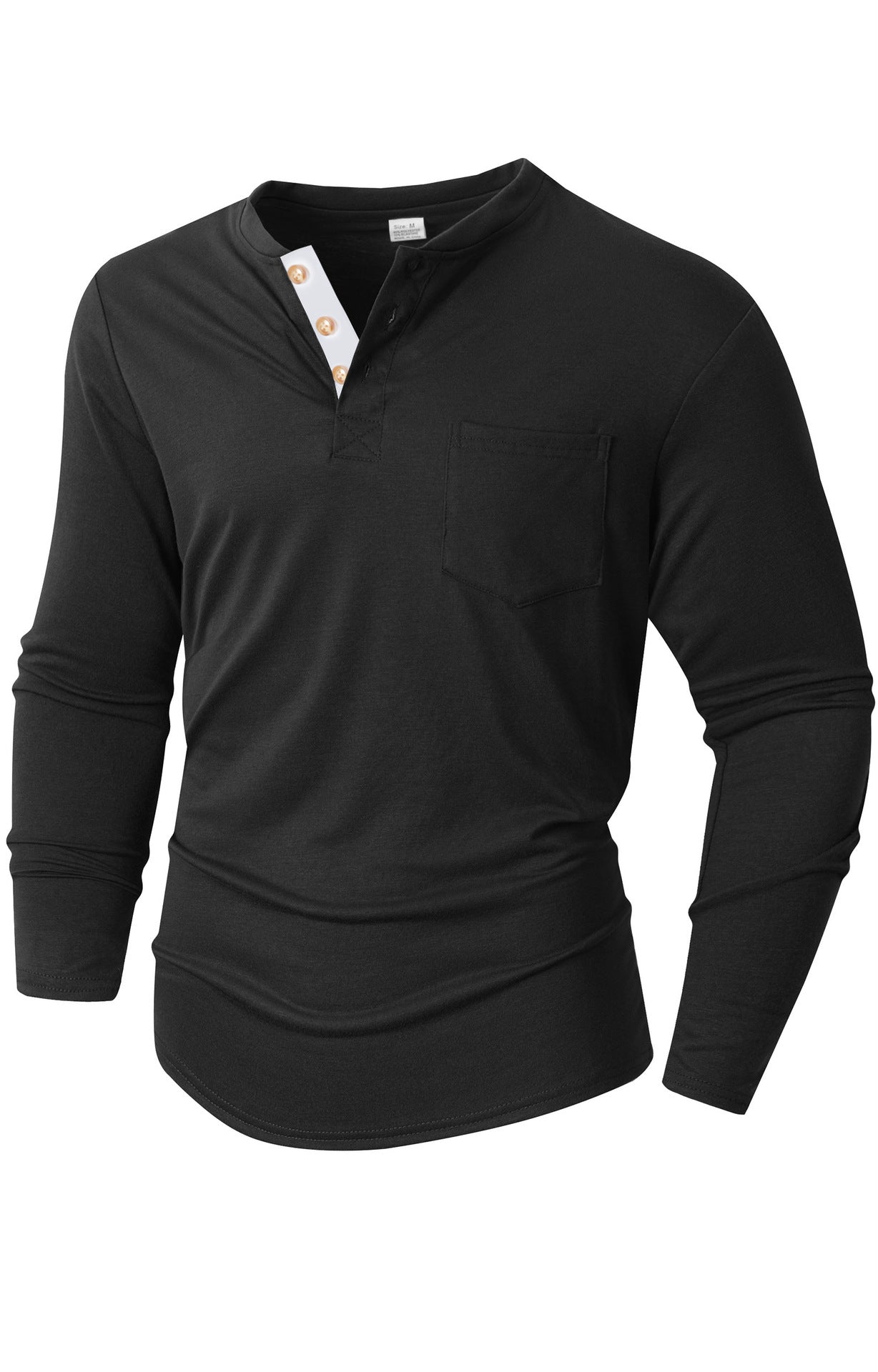 Street Wave Men Henley Shirt Long Sleeve Comfort Fit Soft Cotton For Everyday Wear