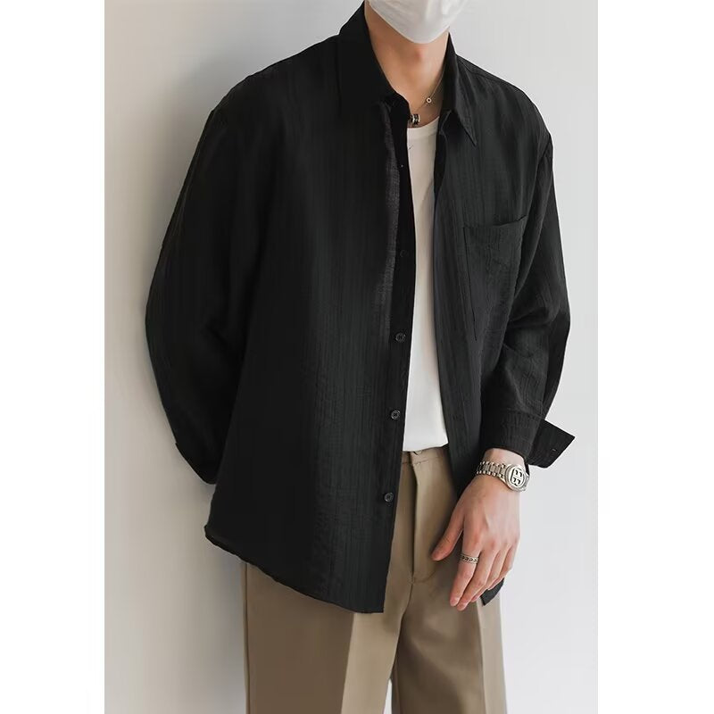 Street-Wave Mens Breathable Light Cotton Long Sleeve Shirt Relaxed Fit