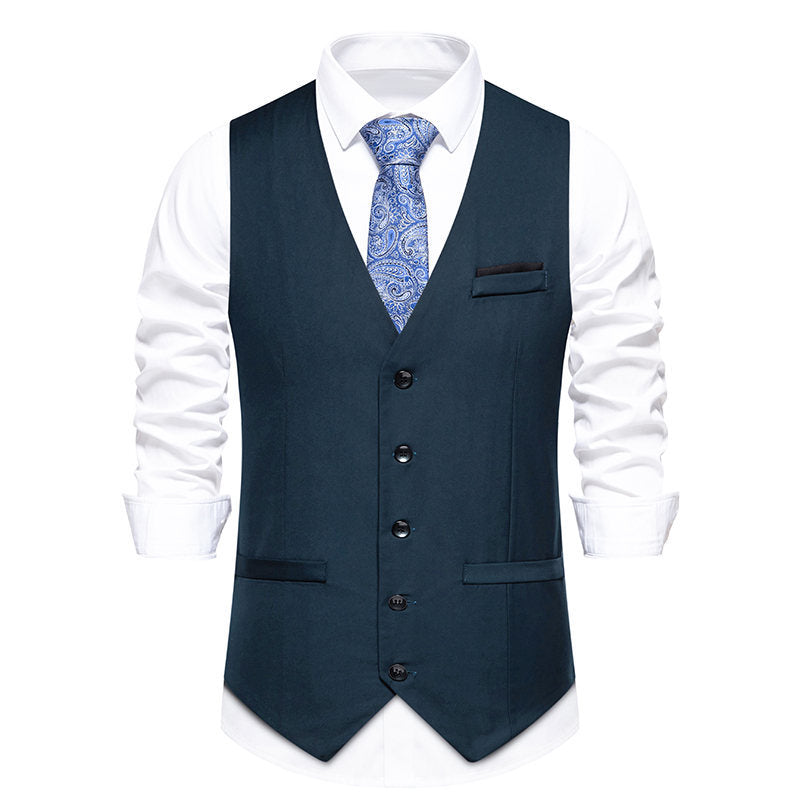 Street-wave Men's Gray Suit Vest With Fine Texture And Premium Material For Formal Events