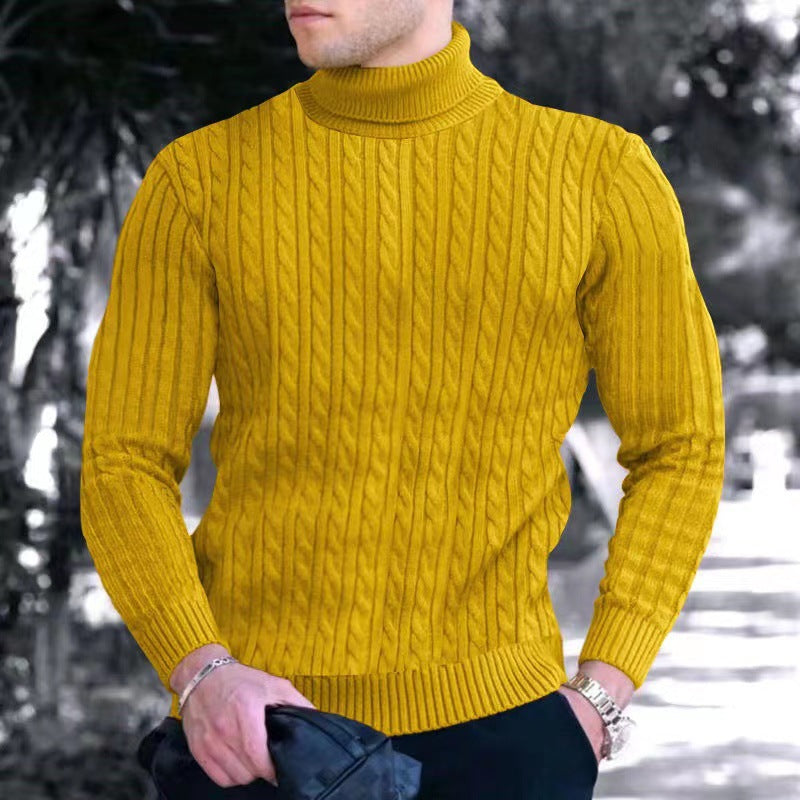 Street-Wave Men's Ribbed Knit Sweater With Premium Warmth And High Collar For Style Conscious Men Everywhere