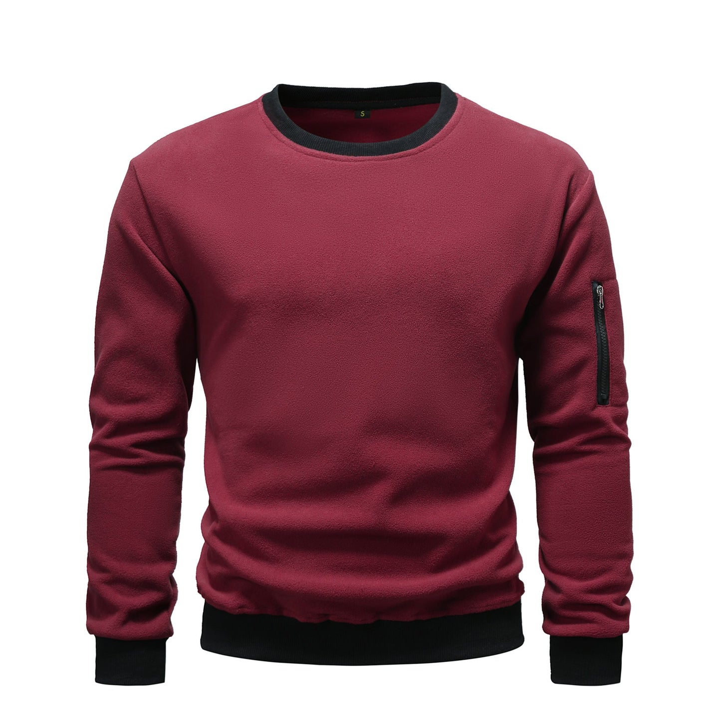 Street-wave Men's Cozy Fleece Pullover With Zipper Pocket For Everyday Comfort And Warmth