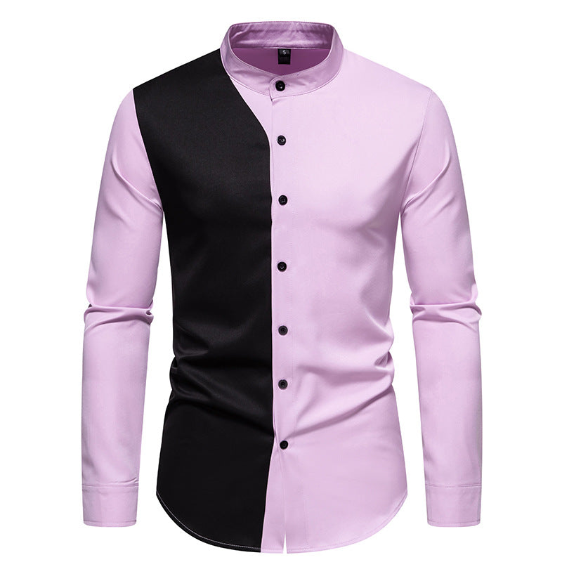 Men's Long Sleeve Color Block Shirt Breathable Lightweight Comfort for Modern Men Street Wave