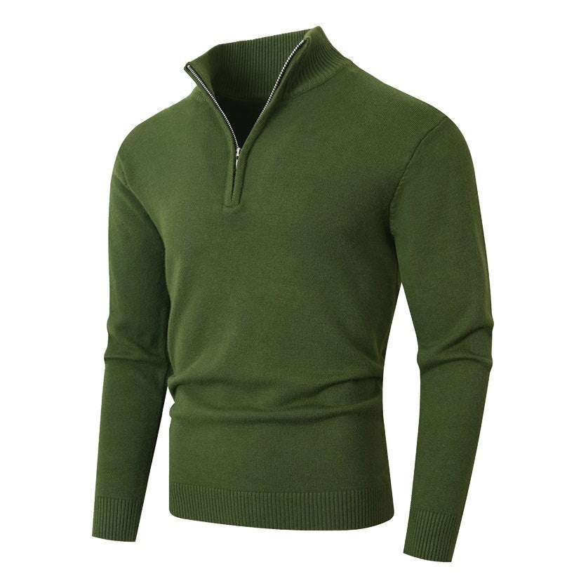 Men's Knit Pullover With Stand Collar And Premium Zip By Streetwave Breathable Cotton Comfort