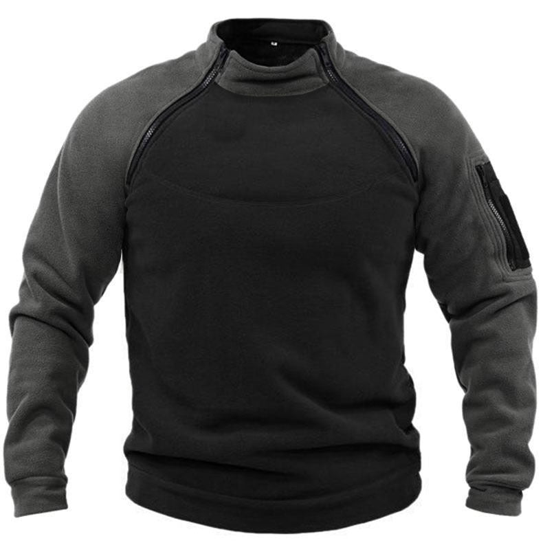 Streetwave Men's Fleece Pullover With High Collar And Functional Pockets For Outdoor