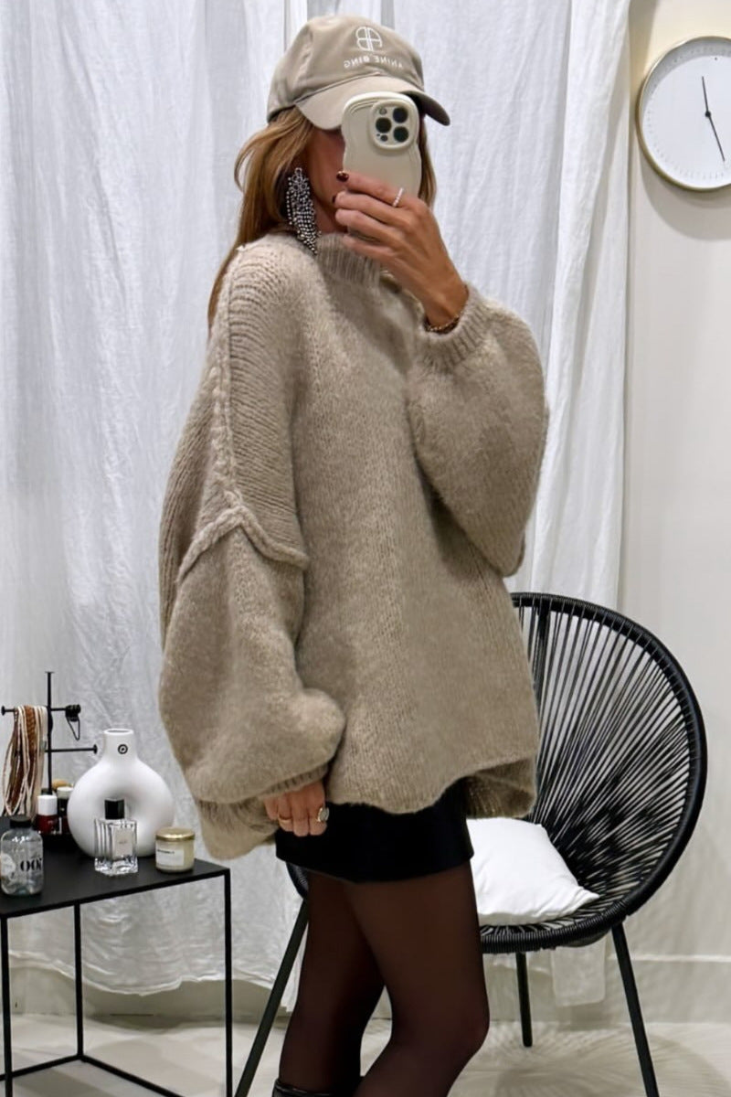 Streetwave Women Oversized Knit Sweater Soft Cozy Material with Trendy Sleeves for Winter