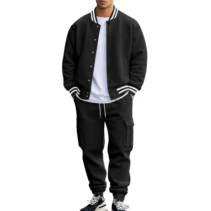 Street-Wave Men's Casual Sports Suit With Practical Pockets And Elastic Waistband For Relaxed Everyday Comfort
