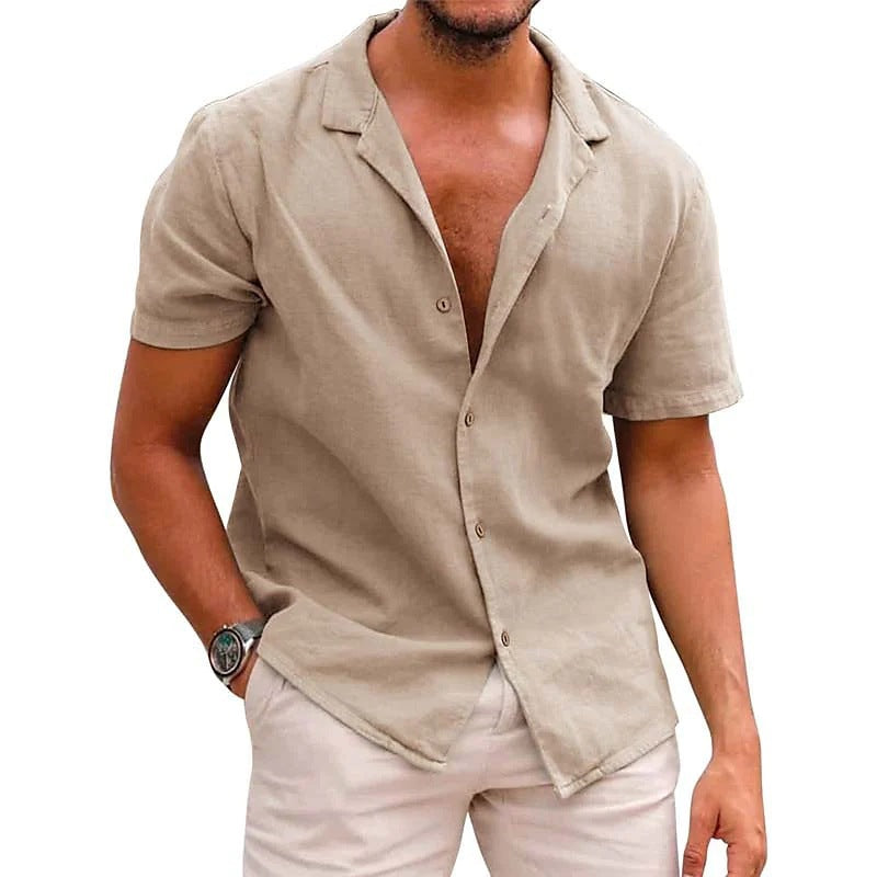 Linen Short Sleeve Shirt For Men By Street-Wave Lightweight Breathable Summer Essential