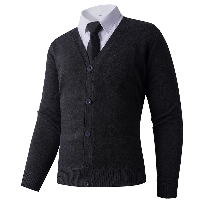 Street-Wave Mens Cardigan With V-Neck And Button Closure Premium Knit For Stylish Wardrobe