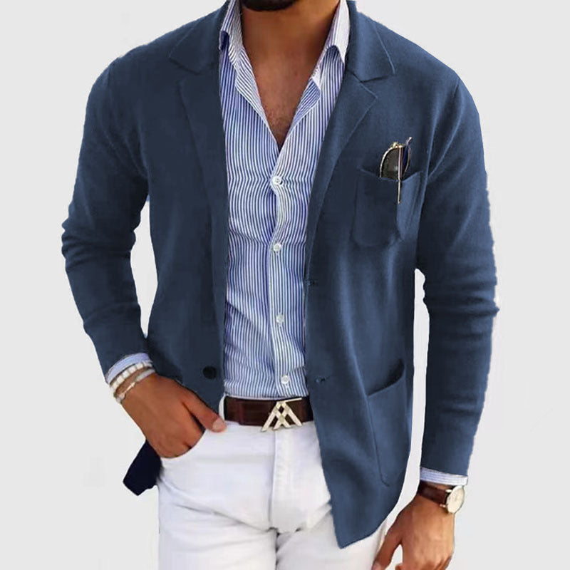 Streetwave Mens Breathable Knit Cardigan With Subtle Design And Practical Pockets For Professionals