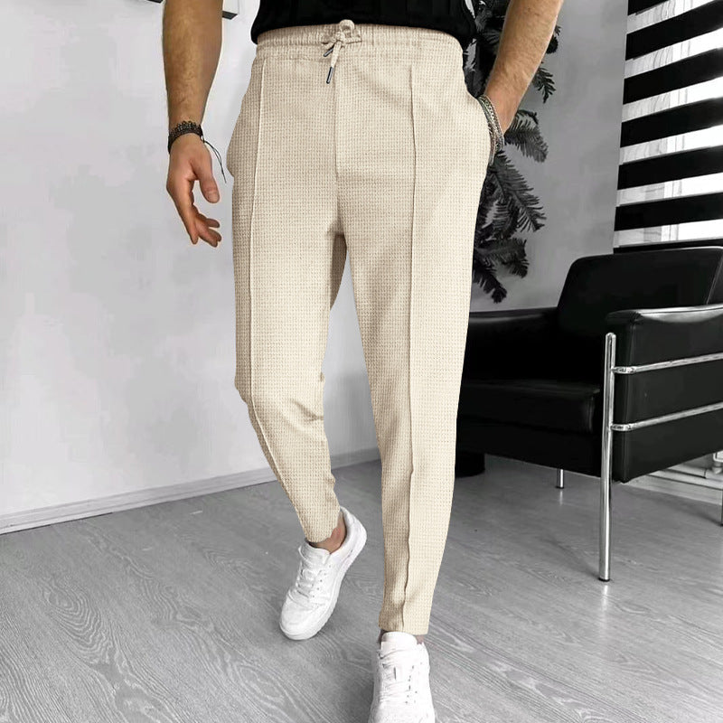Street-wave Men's Casual Pants With Elastic Waistband Breathable Cotton Comfort For Everyday Wear