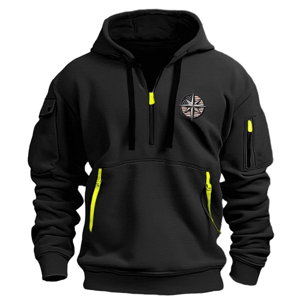 Street-Wave Men's Technical Fleece Jacket With Hood Zip Pockets For Outdoor Warmth And Comfort