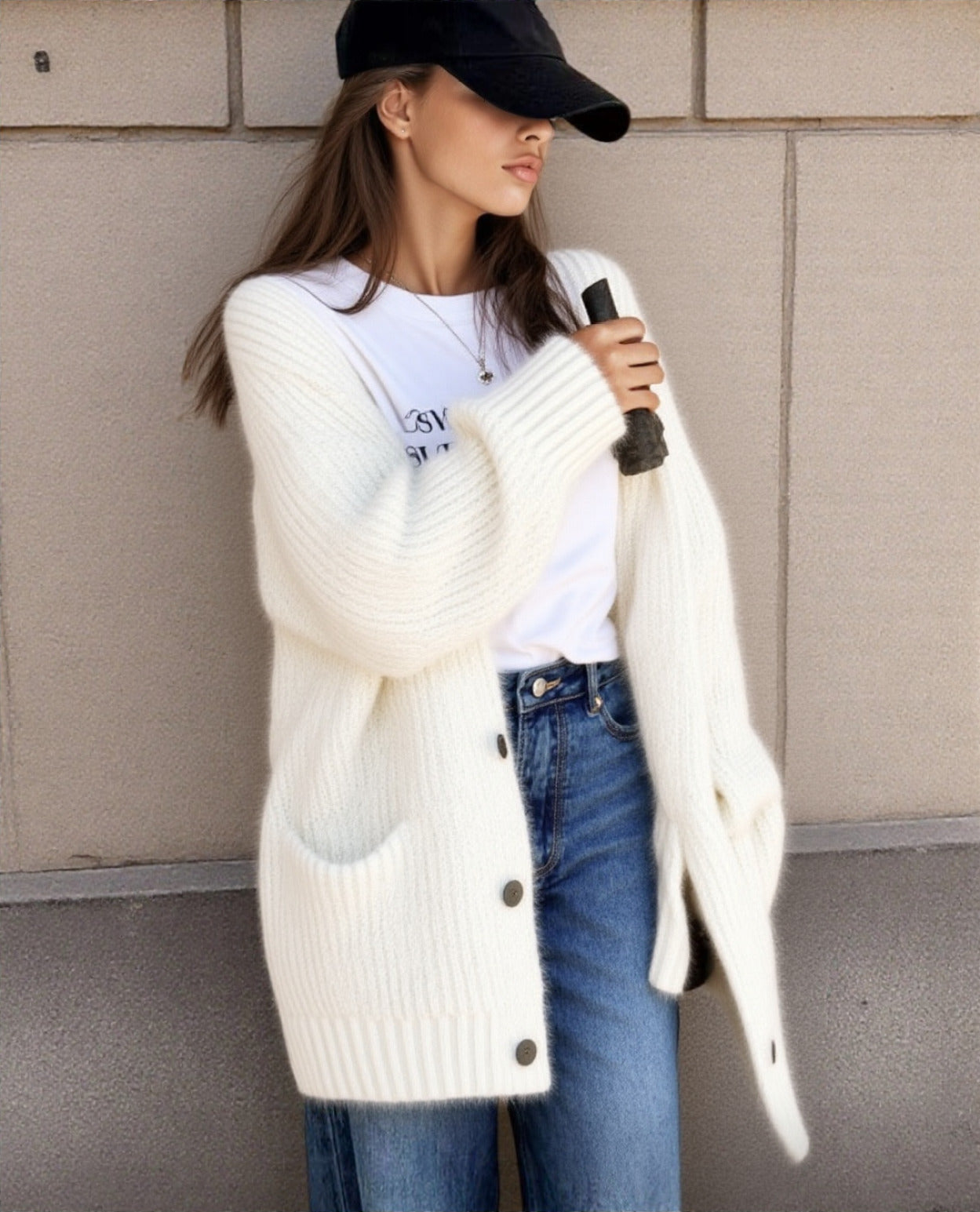 Street-wave Womens Chunky Knit Cardigan With Unique Texture Patterns And Pockets