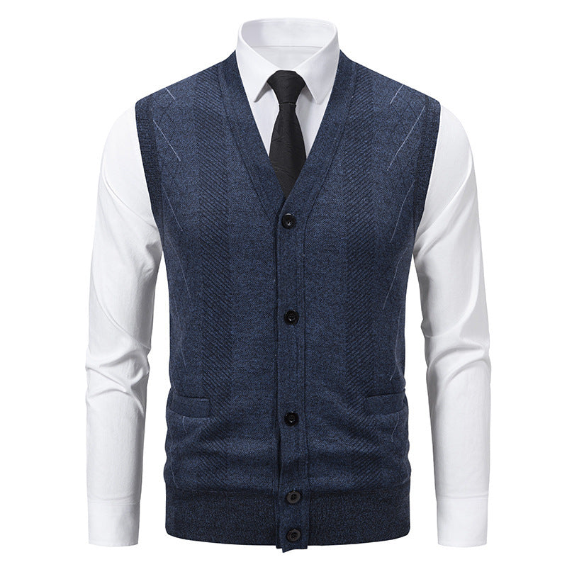 Mens Cardigan With Classic V Neck And Fine Cable Knit Pattern Street-Wave Timeless Versatile For Modern Men