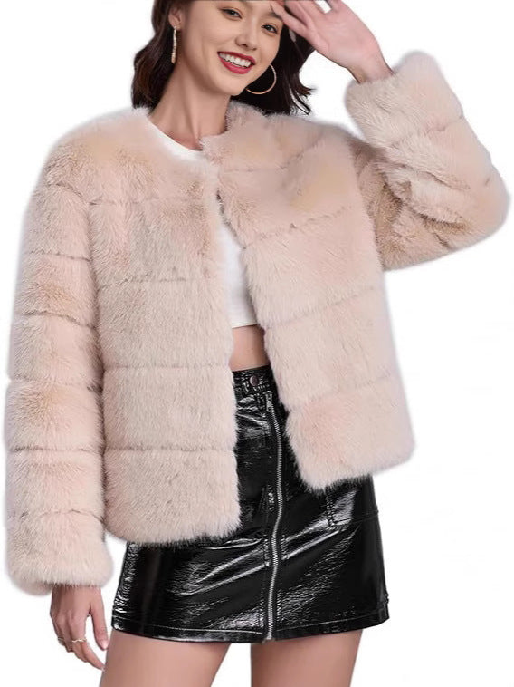 Streetwave Pink Faux Fur Jacket For Women Soft Plush Comfort Trendy Streetwear Coat