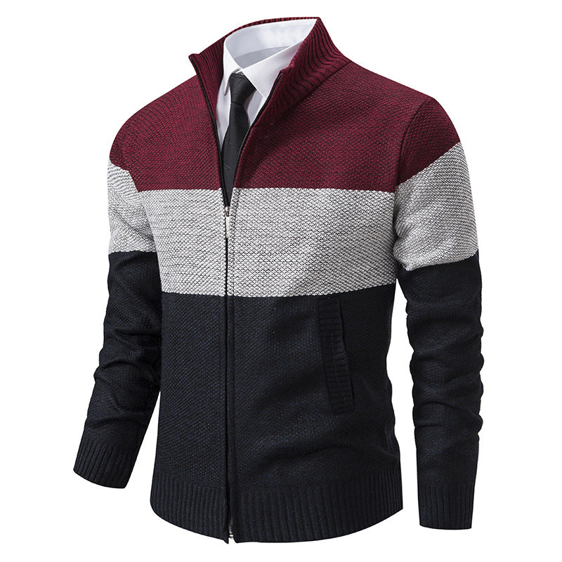 Streetwave Mens Knit Cardigan With High Collar Zip Front For Stylish Comfort And Versatility