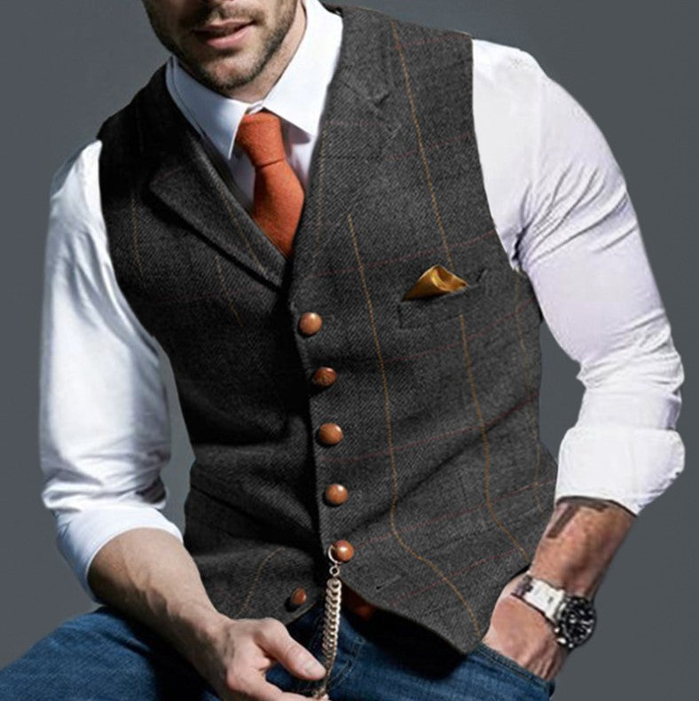 Street-wave Men's Elegant Waistcoat Vest With Breathable Durable Fabric For Formal Events