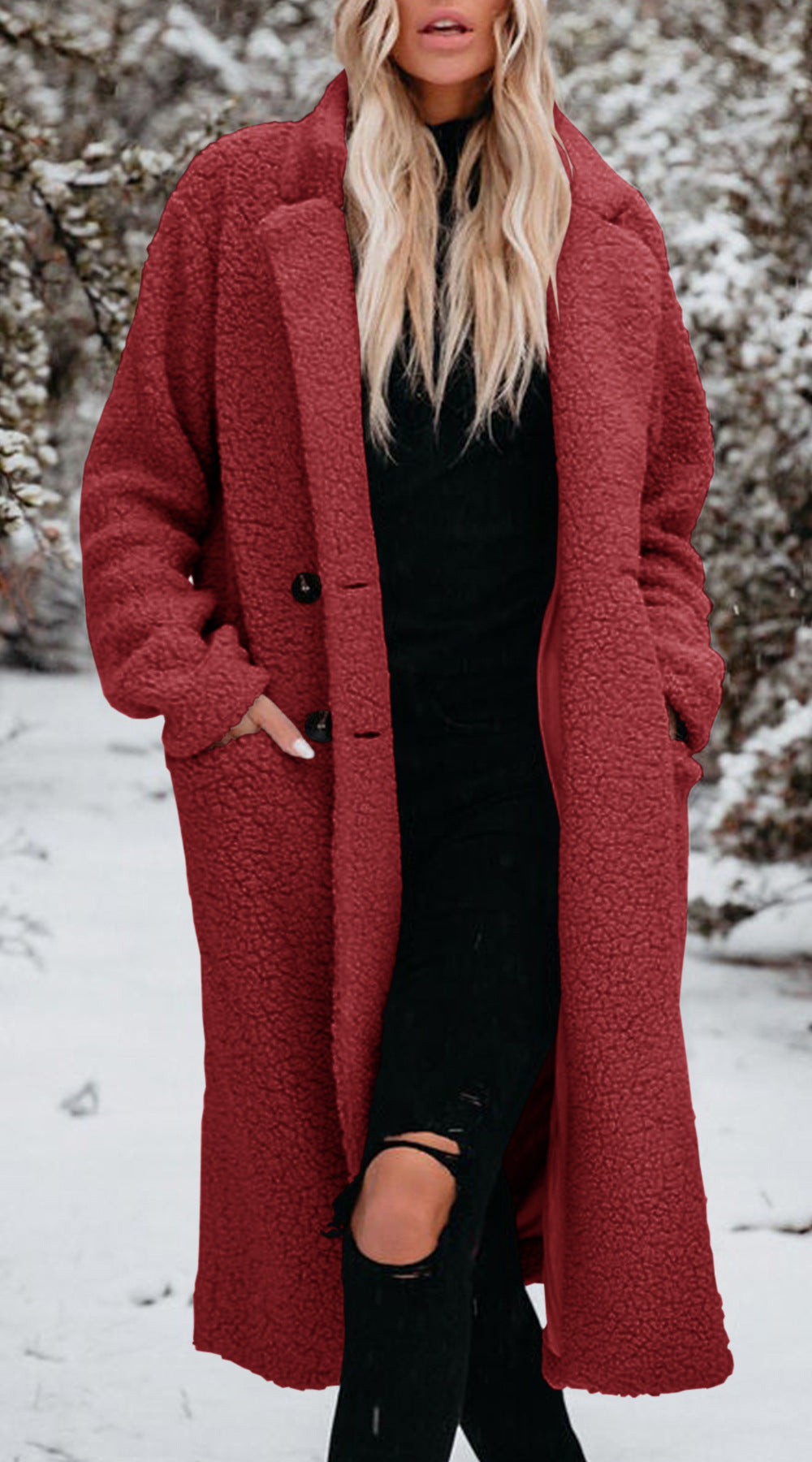 Street-wave Womens Oversized Teddy Coat With Button Closure And Practical Pockets Plush Warmth