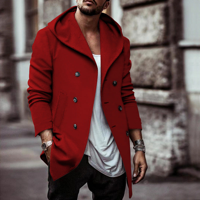 Streetwave Mens Stylish Hoodie Coat With Double Button Closure And Wide Collar Winter Ready