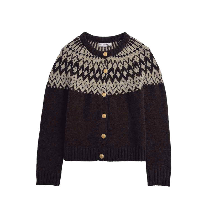 Streetwave Norwegian Pattern Wool Cardigan For Women Warm Cozy Knit Sweater Superior Quality