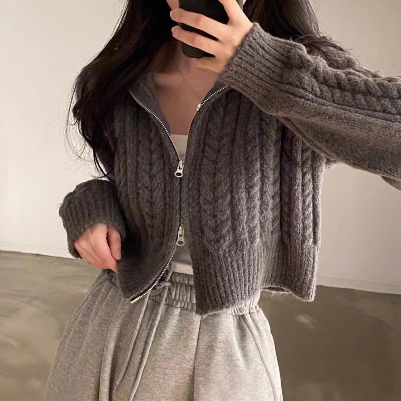 Streetwave Cable Knit Cardigan For Women With Zip Closure Premium Cozy Knitwear Everyday Style