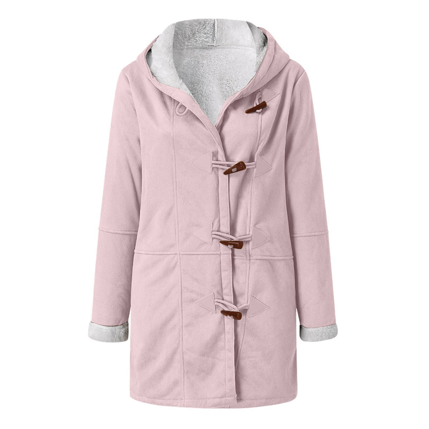 Street-Wave Hooded Fleece Jacket With Shearling Lining Women Winter Coat Warm Cozy