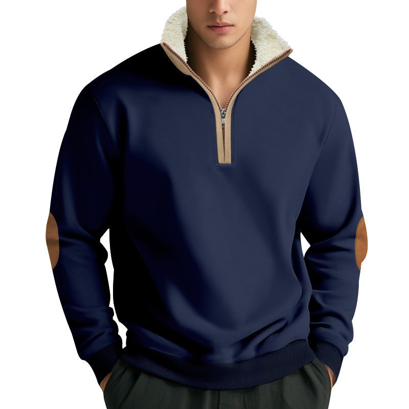 Men's Fleece Pullover Street-Wave With Stand Collar And Contrast Details For Style-Minded Men
