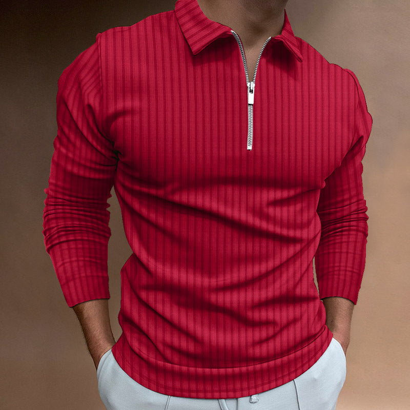 Streetwave Mens Zip Polo Shirt With Stripes Modern Comfortable Polo For Fashion Forward Men
